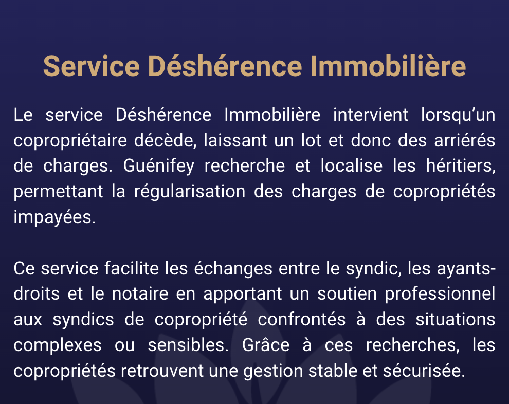 Service Déshérence immobilière Guénifey