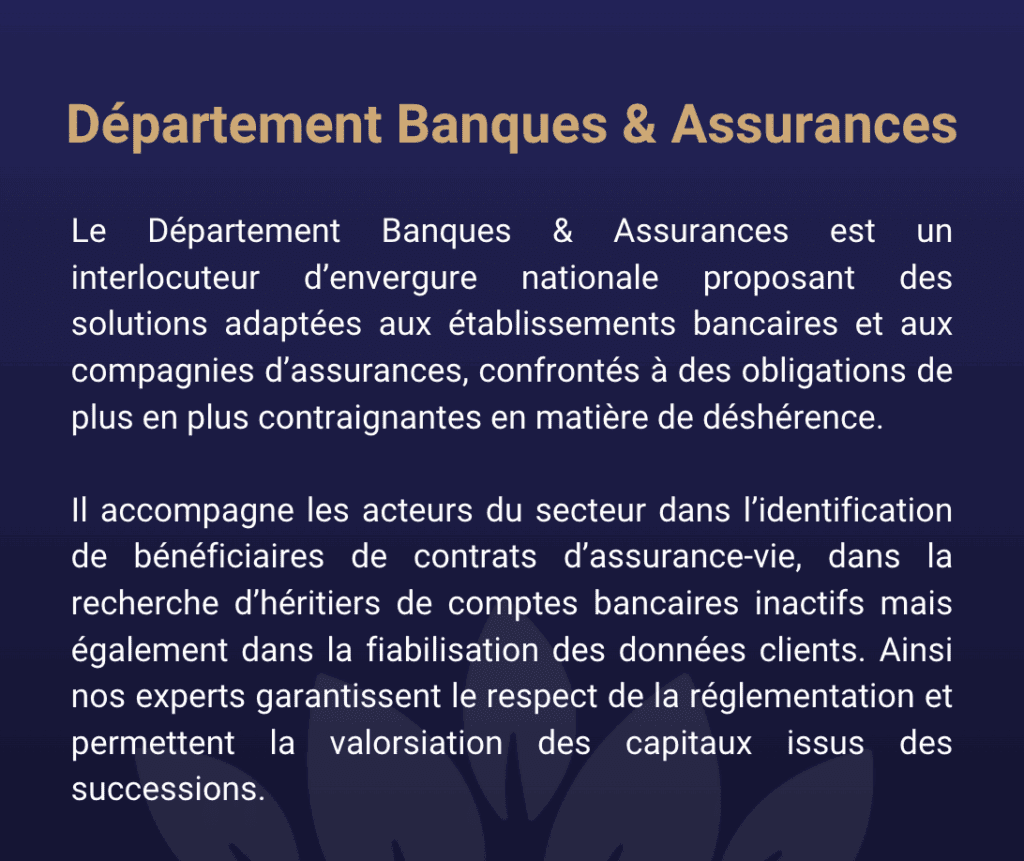 Le Département Banques & Assurances Guénifey