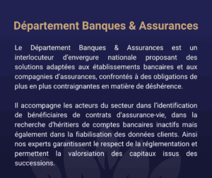 Le Département Banques & Assurances Guénifey